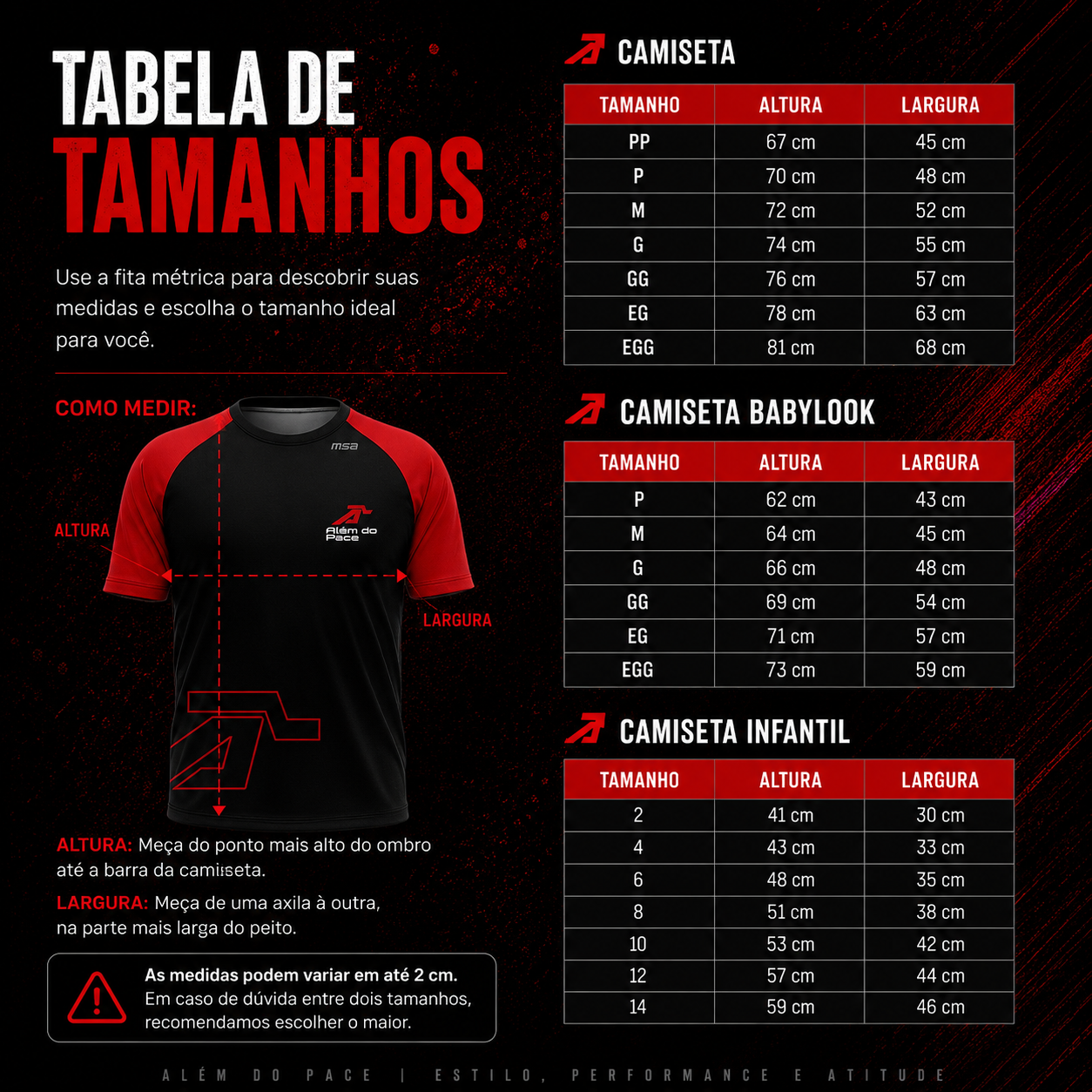 Tabela de Medidas